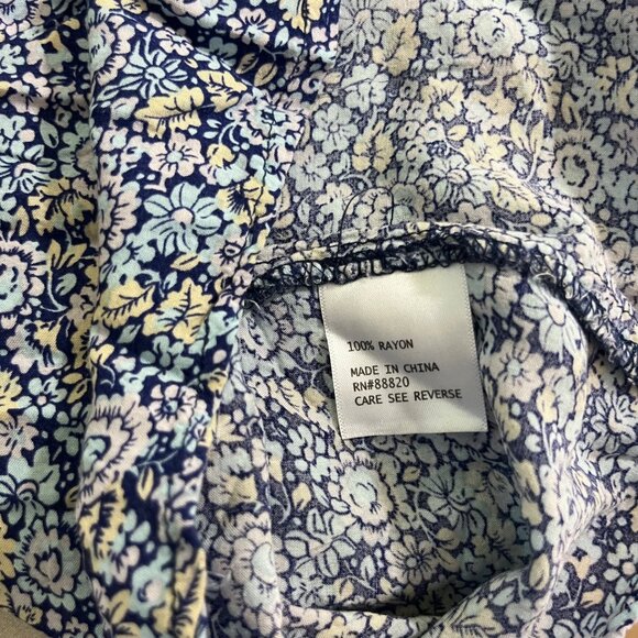 Antibes Blanc women's blouse women's M blue floral print sleeveless - Picture 5 of 9